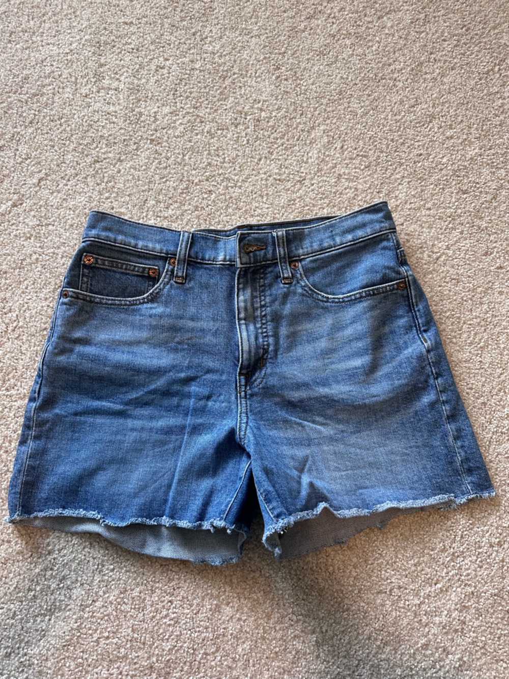J. Crew Distressed Mid-Blue Denim Shorts